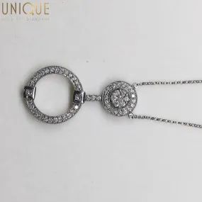 14 White Gold Diamond Circle Pendant and Necklace