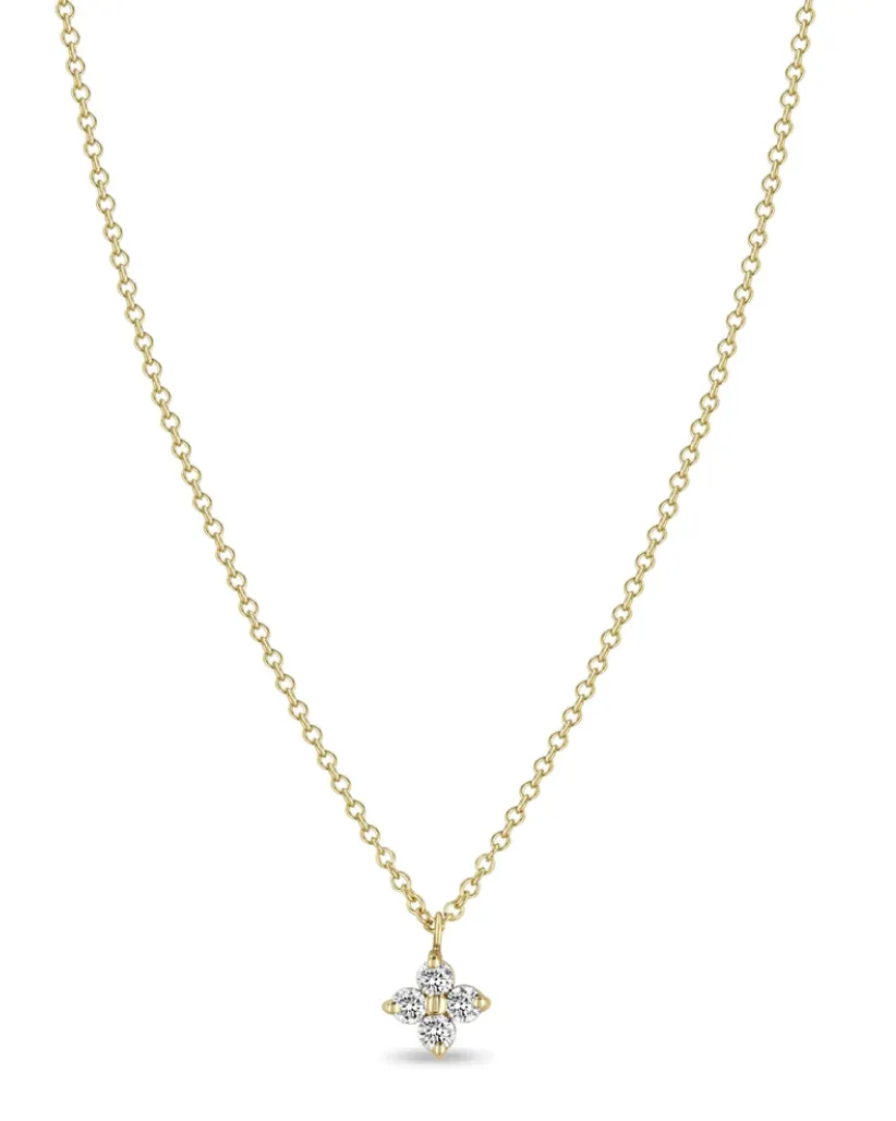 14K PRONG DIAMOND QUAD NECKLACE