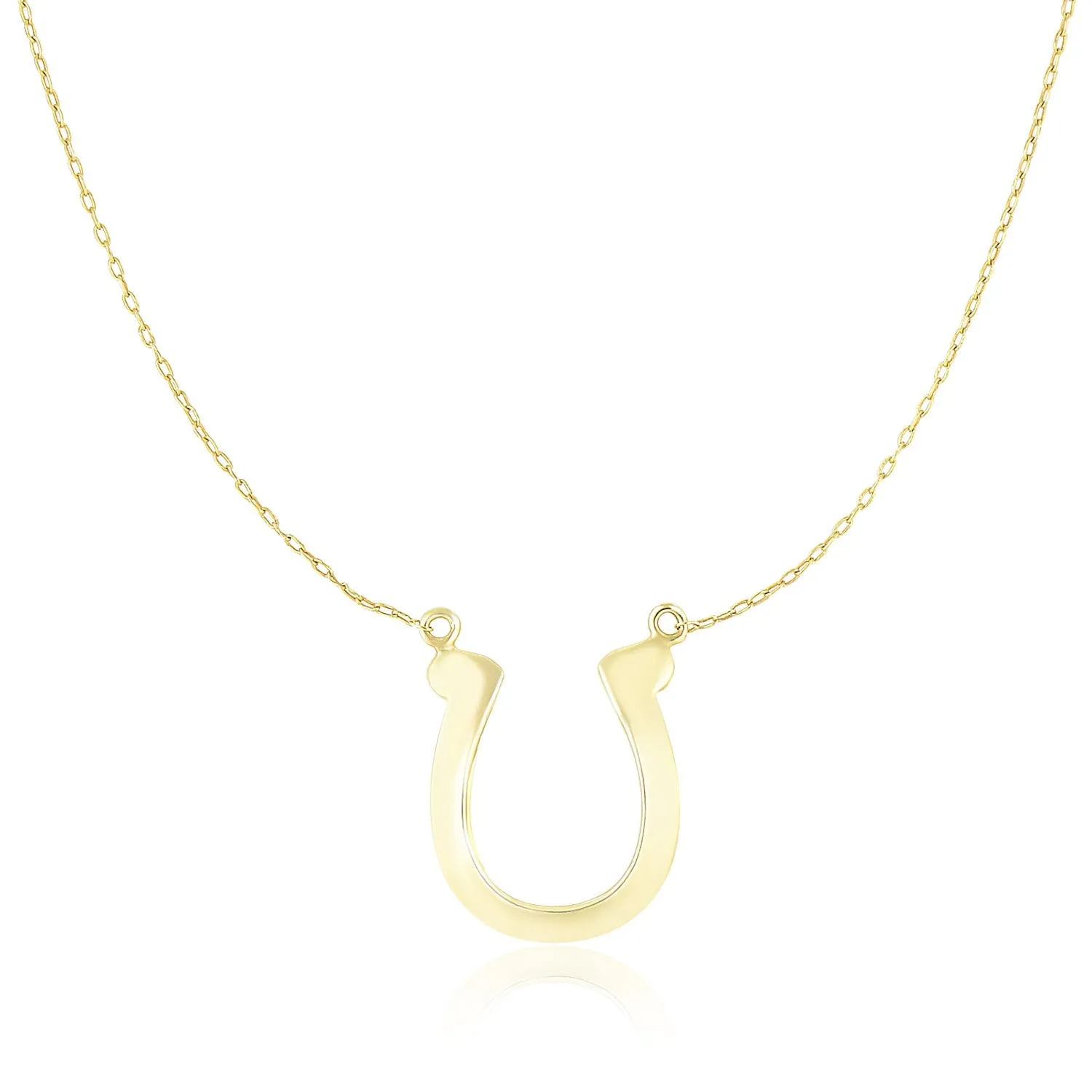 14k Yellow Gold Chain Necklace with Polished Horseshoe Charmrx90767-18-rx90767-18