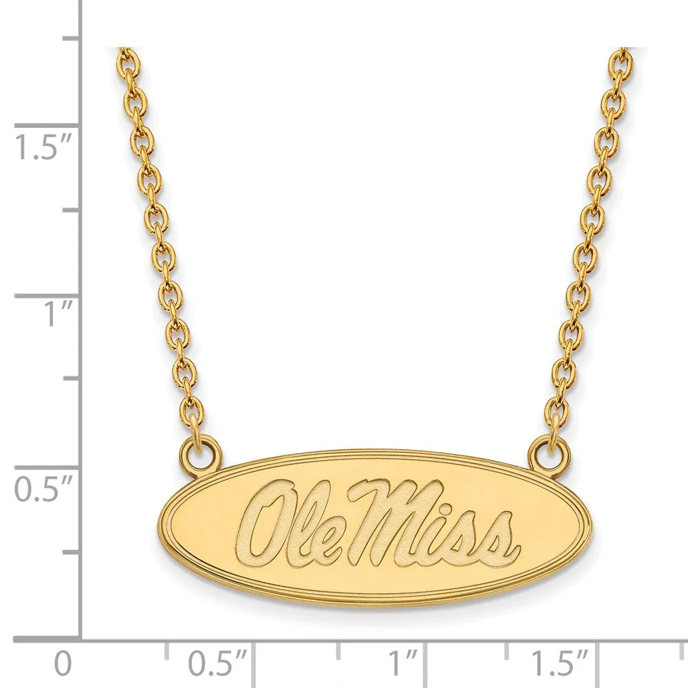 14k Yellow Gold U of Mississippi Large Pendant Necklace