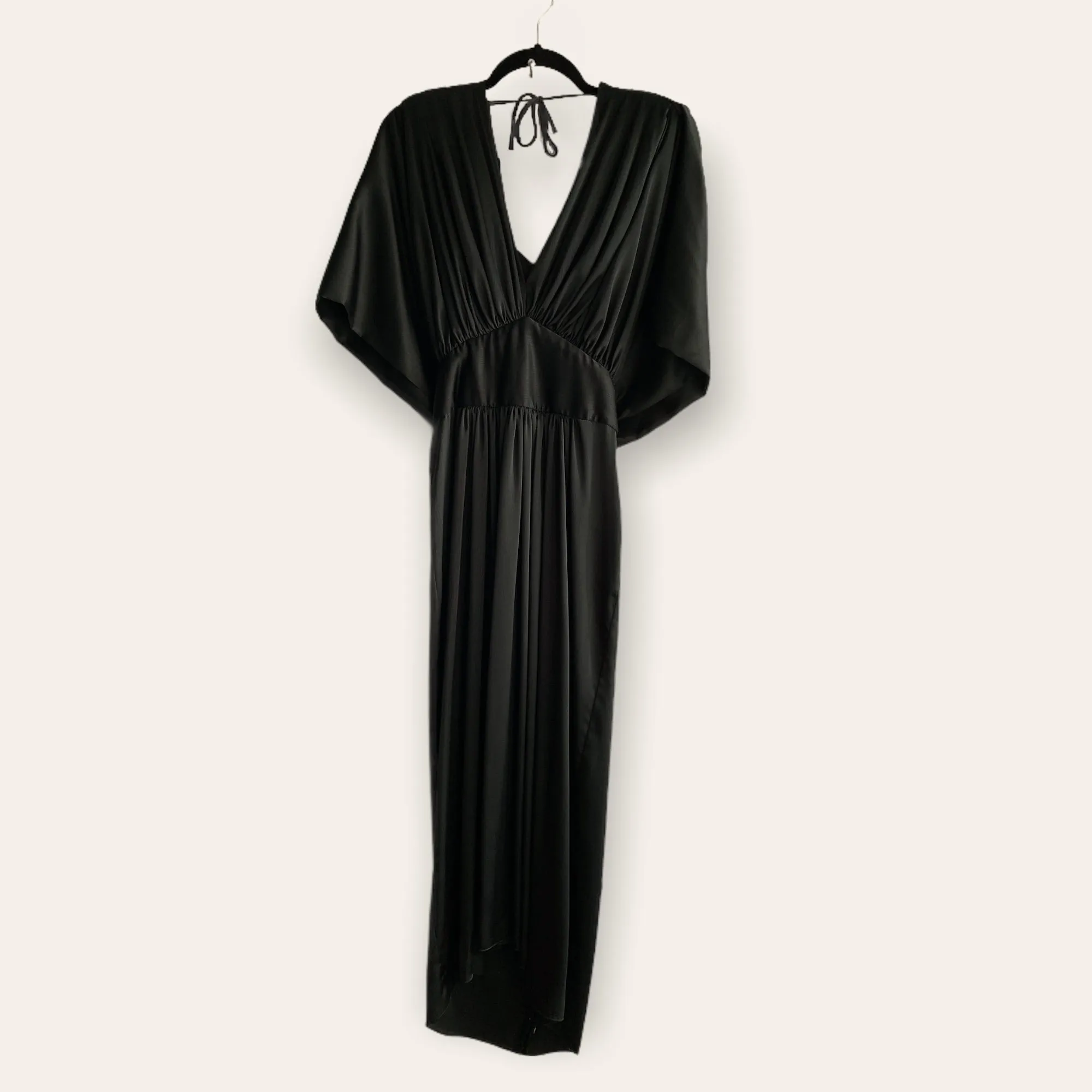 40s 50s Black Silk Evening Dress