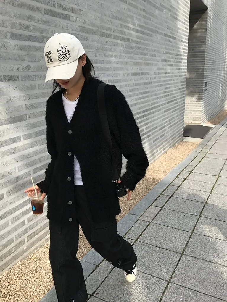 AAKE  |Street Style Long Sleeves Plain Cardigans