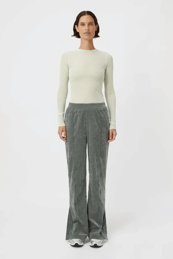 Aneta Velour Track Pant Agave