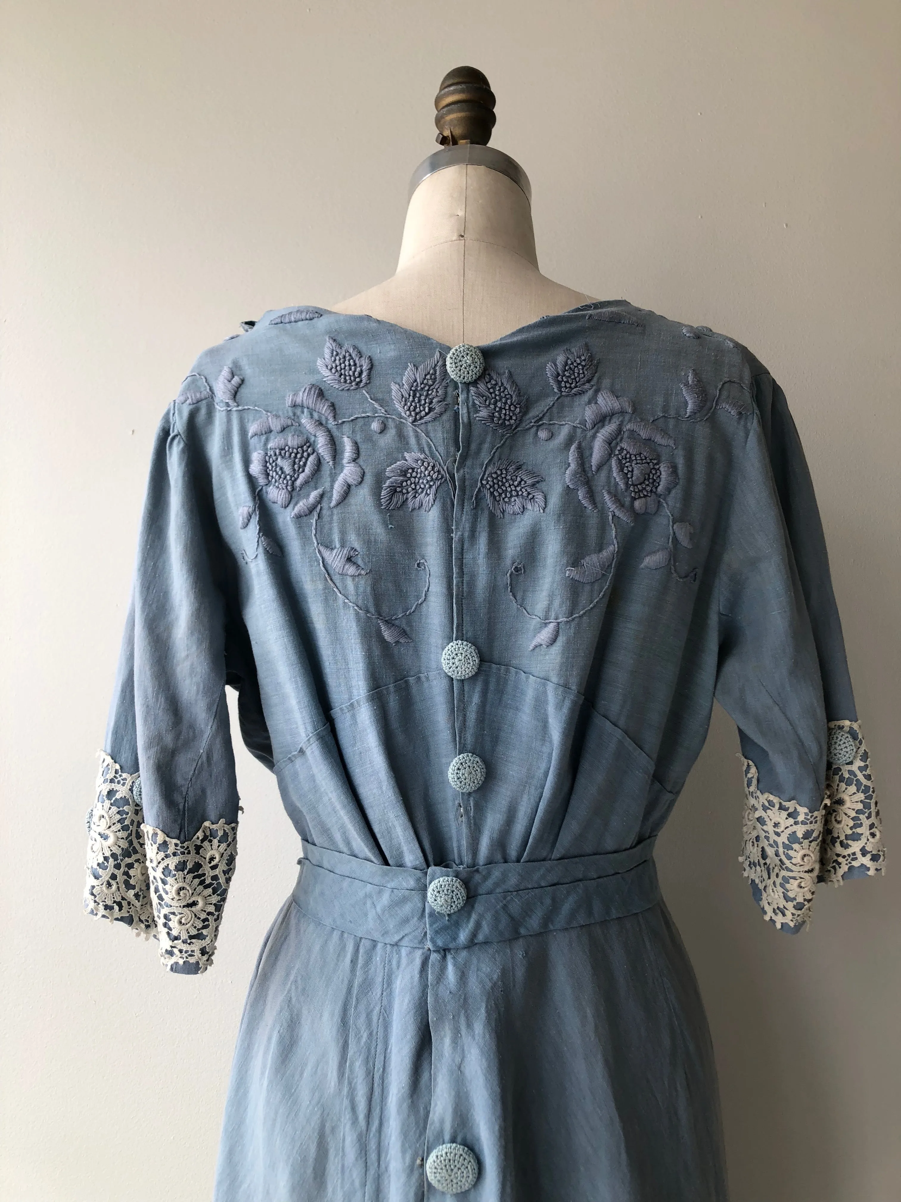 Antique Edwardian Linen Embroidered Dress