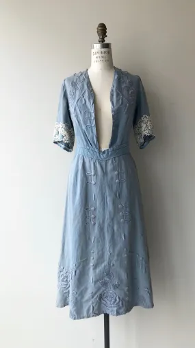 Antique Edwardian Linen Embroidered Dress