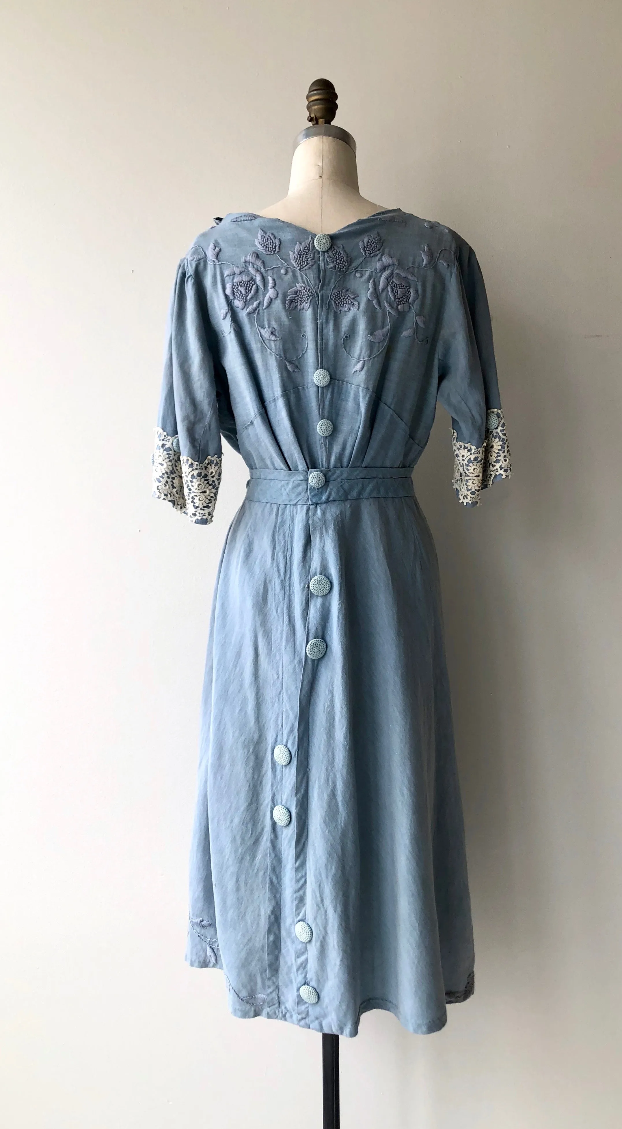 Antique Edwardian Linen Embroidered Dress