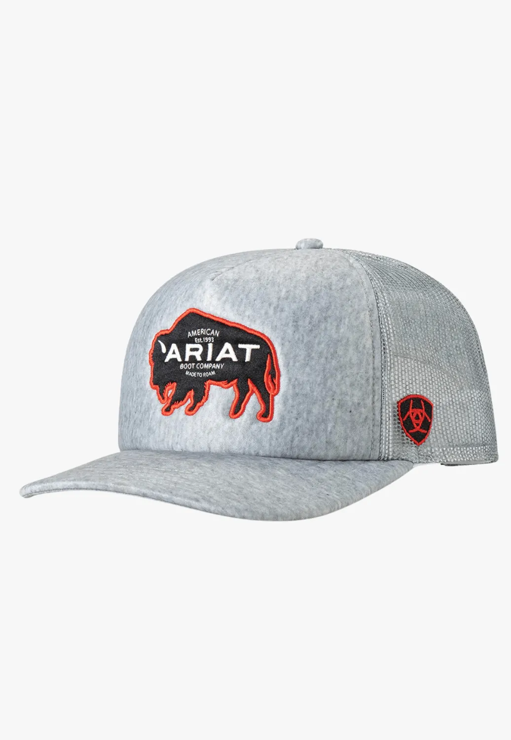 Ariat Mens Heathered Buffalo Patch Snap Back Cap