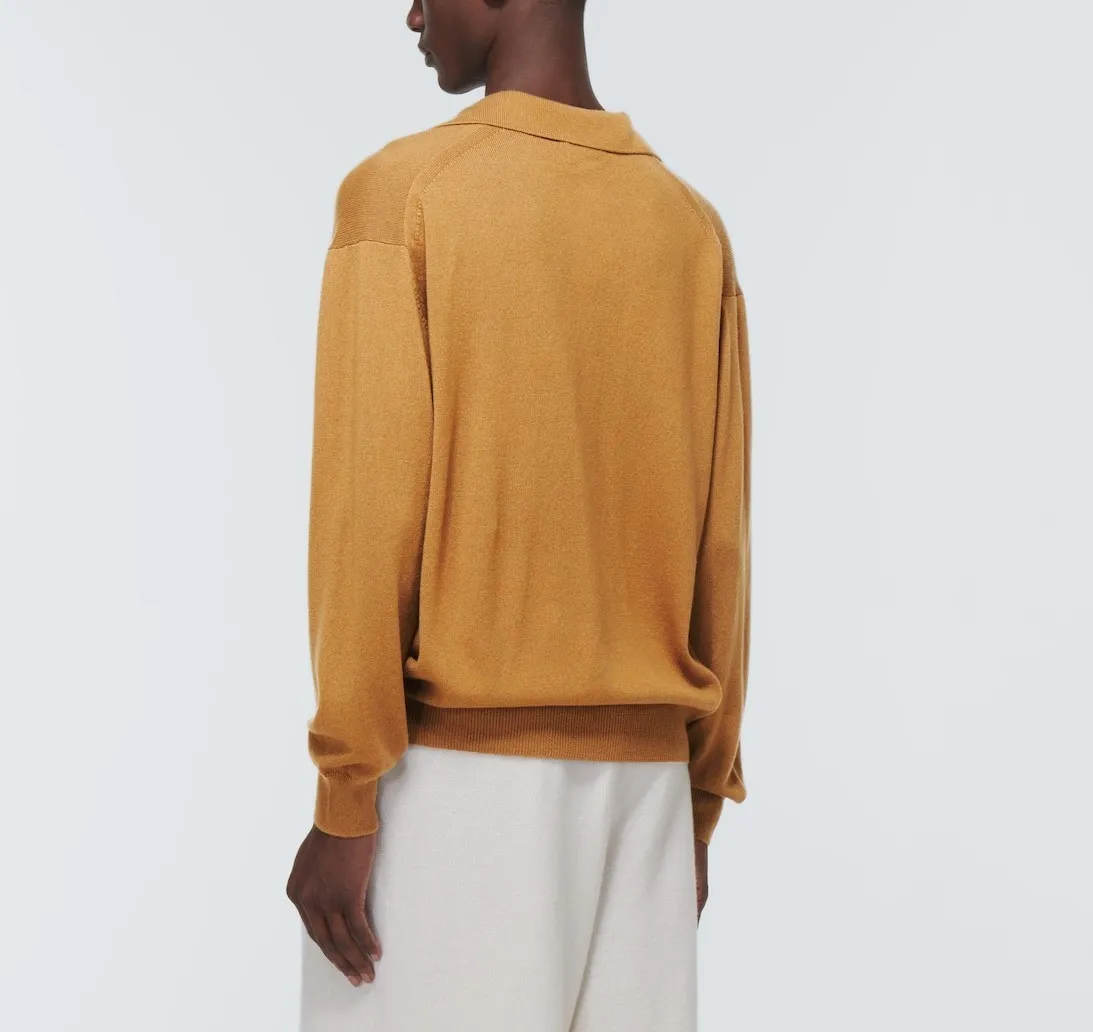 AURALEE  |Cashmere Silk Blended Fabrics V-Neck Long Sleeves Plain