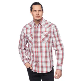 Avalon Men's Grey/White/Red Plaid Long Sleeve