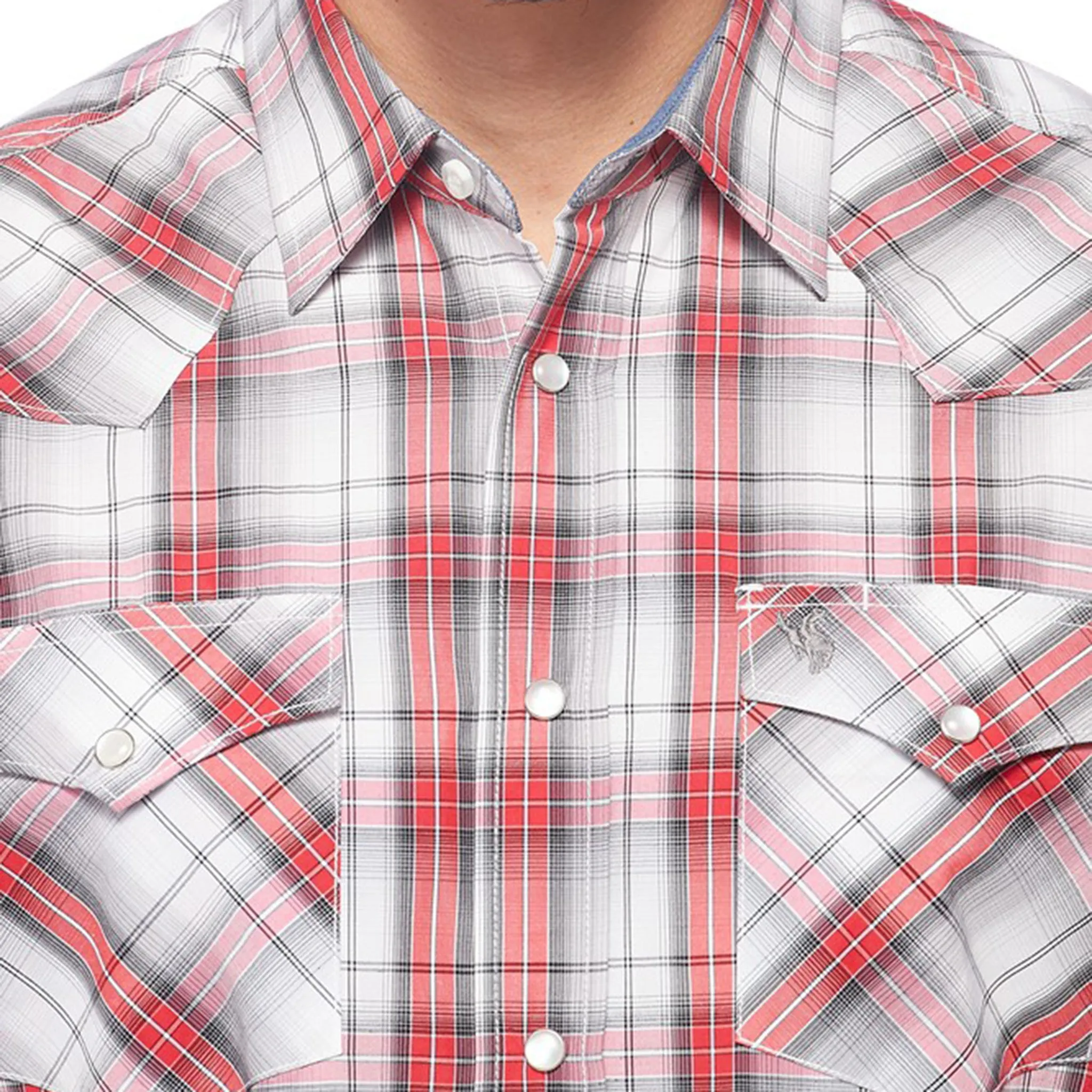 Avalon Men's Grey/White/Red Plaid Long Sleeve