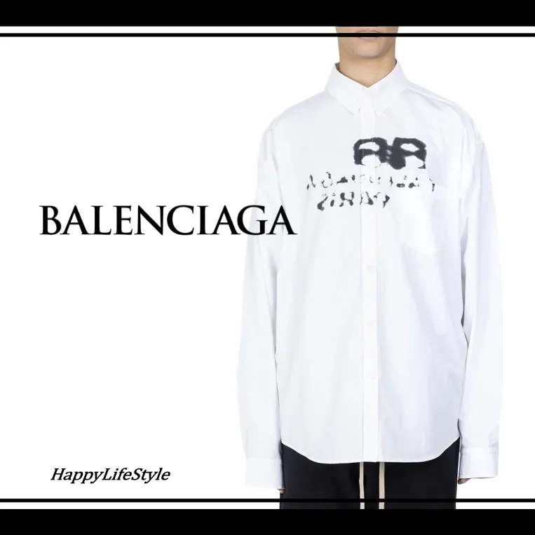 BALENCIAGA  |Bi-color Long Sleeves Plain Cotton Logo Luxury