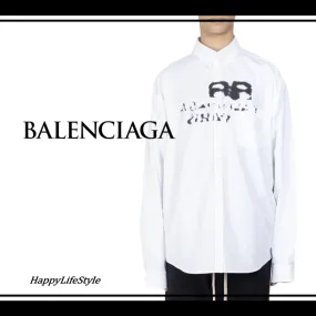 BALENCIAGA  |Bi-color Long Sleeves Plain Cotton Logo Luxury