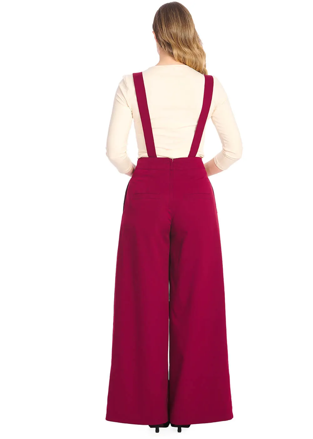 Banned Diamond 40's Palazzo Trousers Burgundy