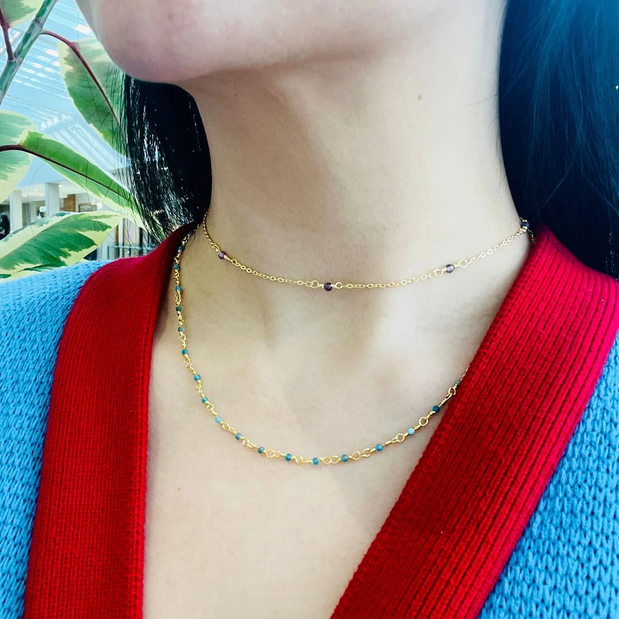 Blue Apatite Choker Necklace GHW