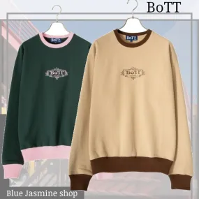 BoTT  |Crew Neck Long Sleeves Cotton Logo Sweatshirts