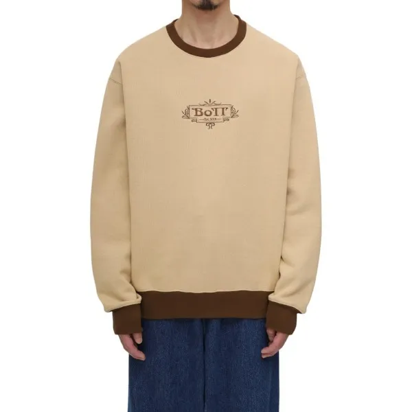 BoTT  |Crew Neck Long Sleeves Cotton Logo Sweatshirts