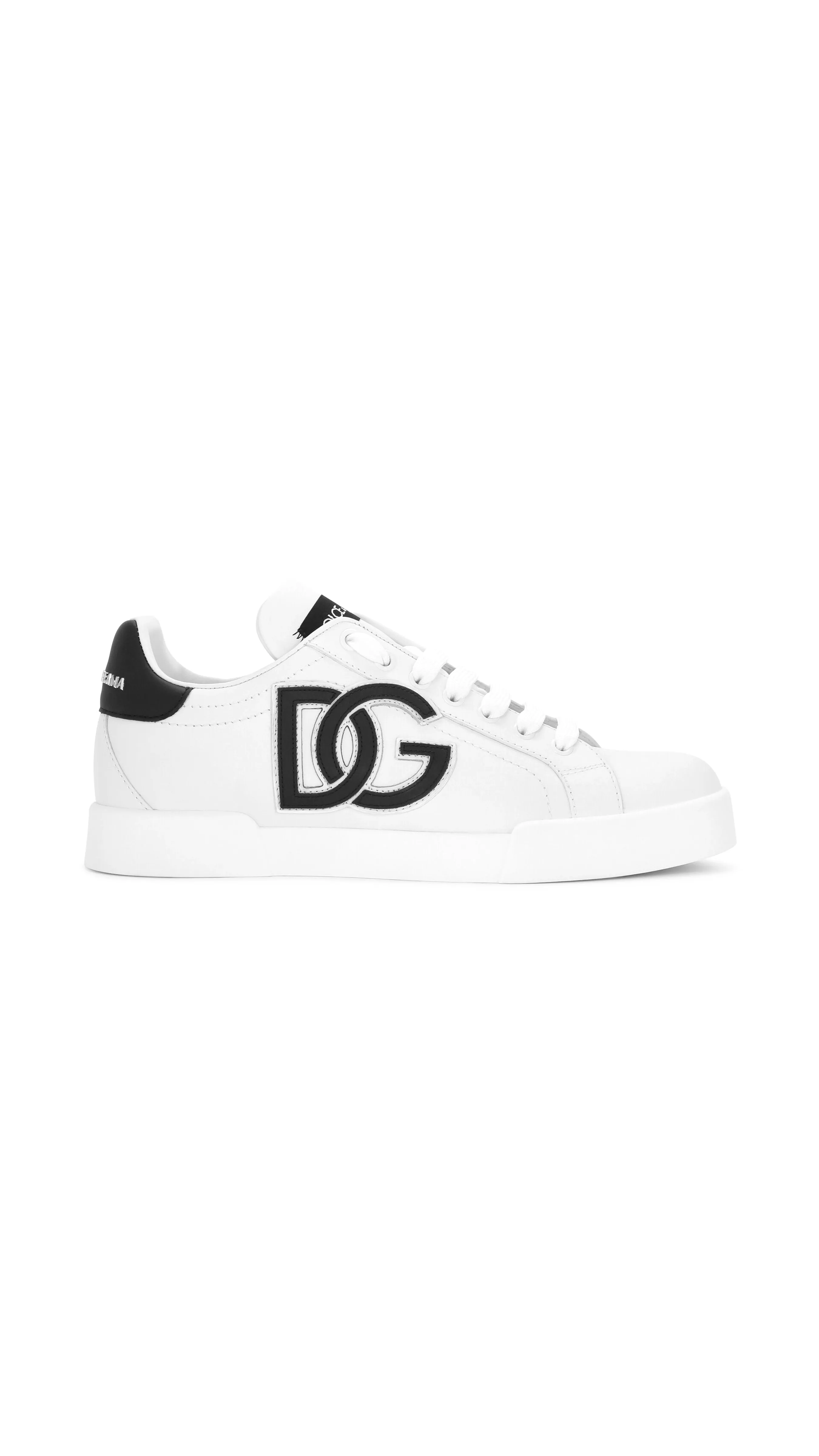 Calfskin Portofino Sneakers with DG Logo - White/Black