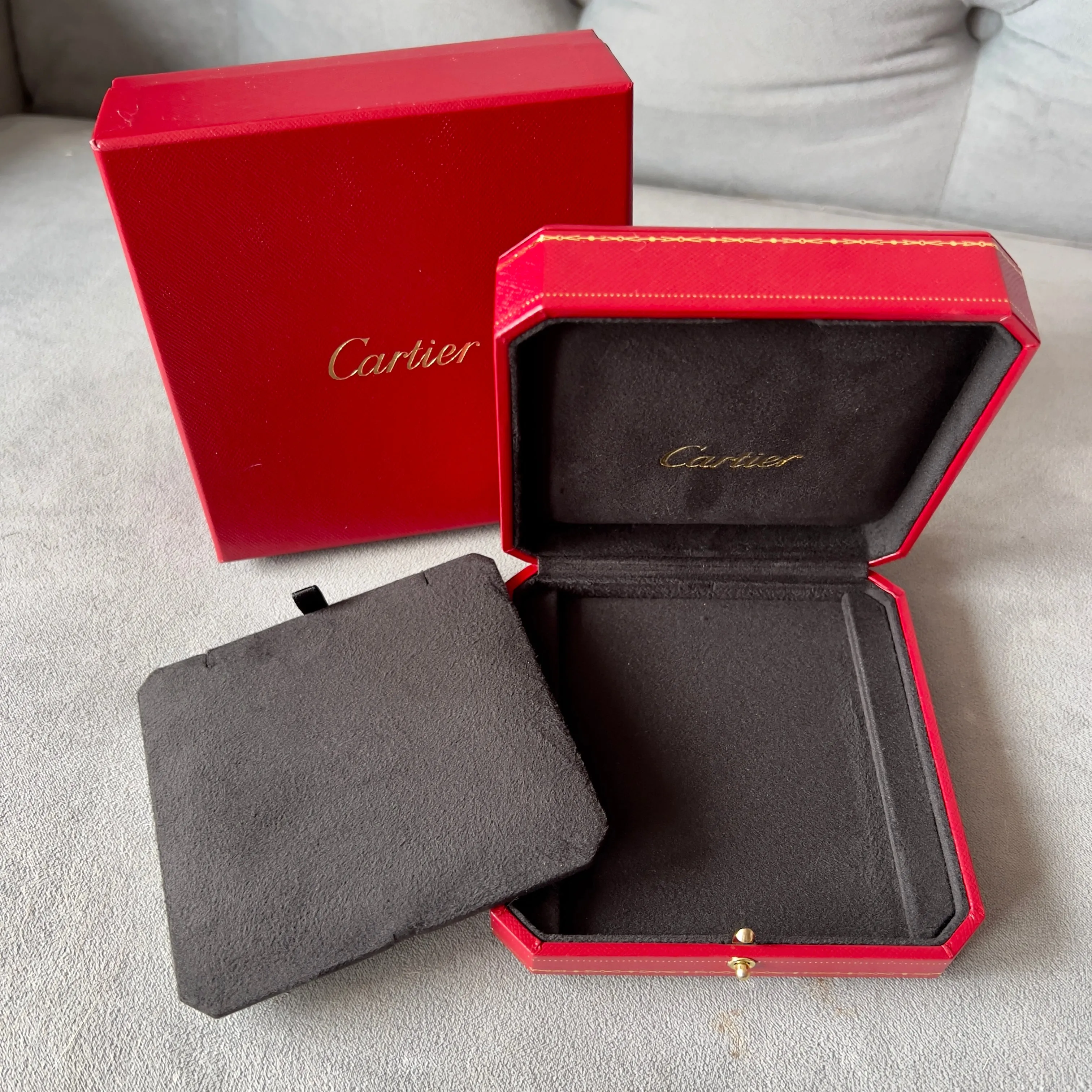 CARTIER Necklace Chain Box + Outer Box 5.25x5.25x2 inches