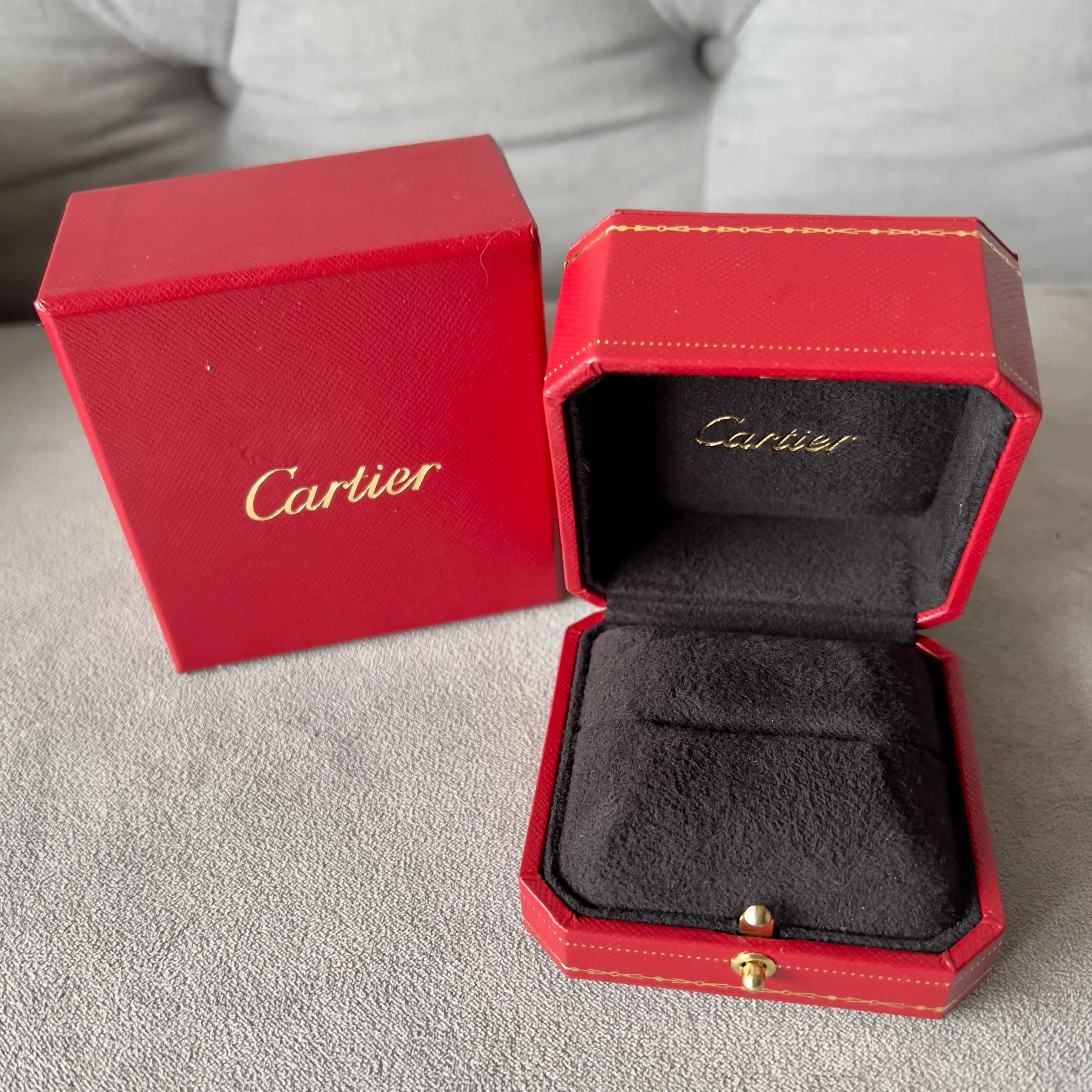 CARTIER Ring Box + Outer Box 3.40x3.25x2.40 inches