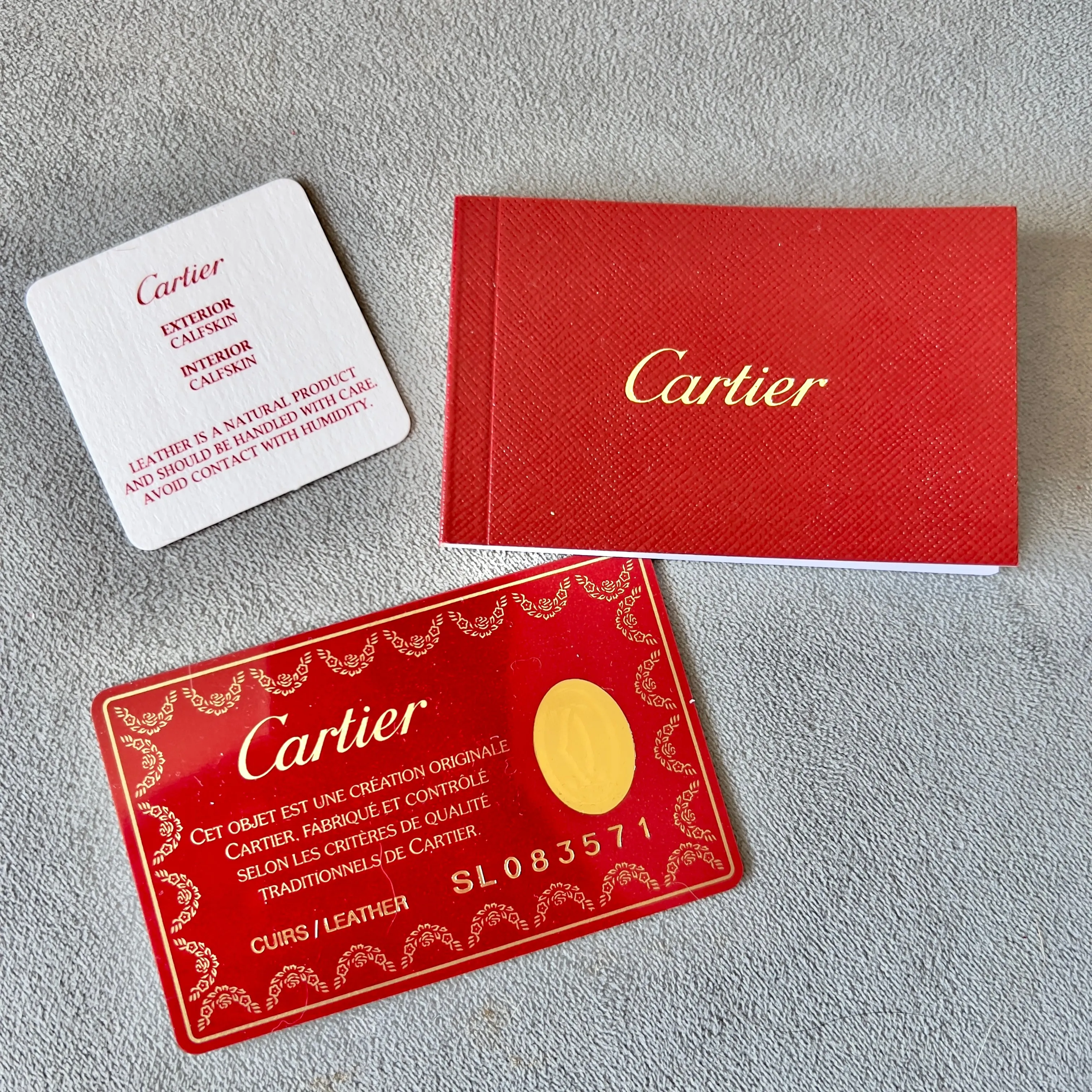 CARTIER Wallet Box 9.10x4.75x1.90 inches + Pouch + Certificate + Booklets