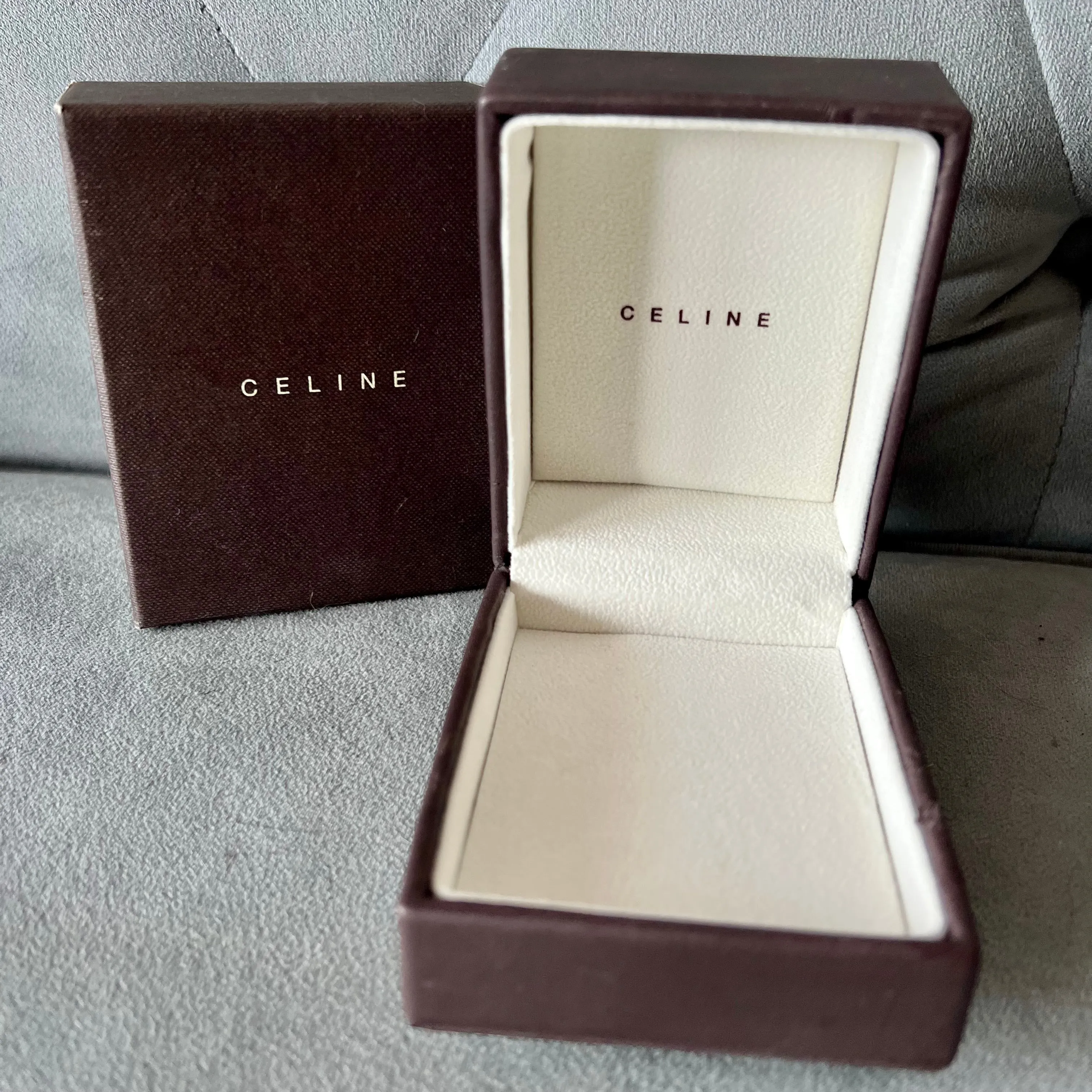 CELINE Brown Jewelry Box + Outer Box 4.25x3.25x2.5