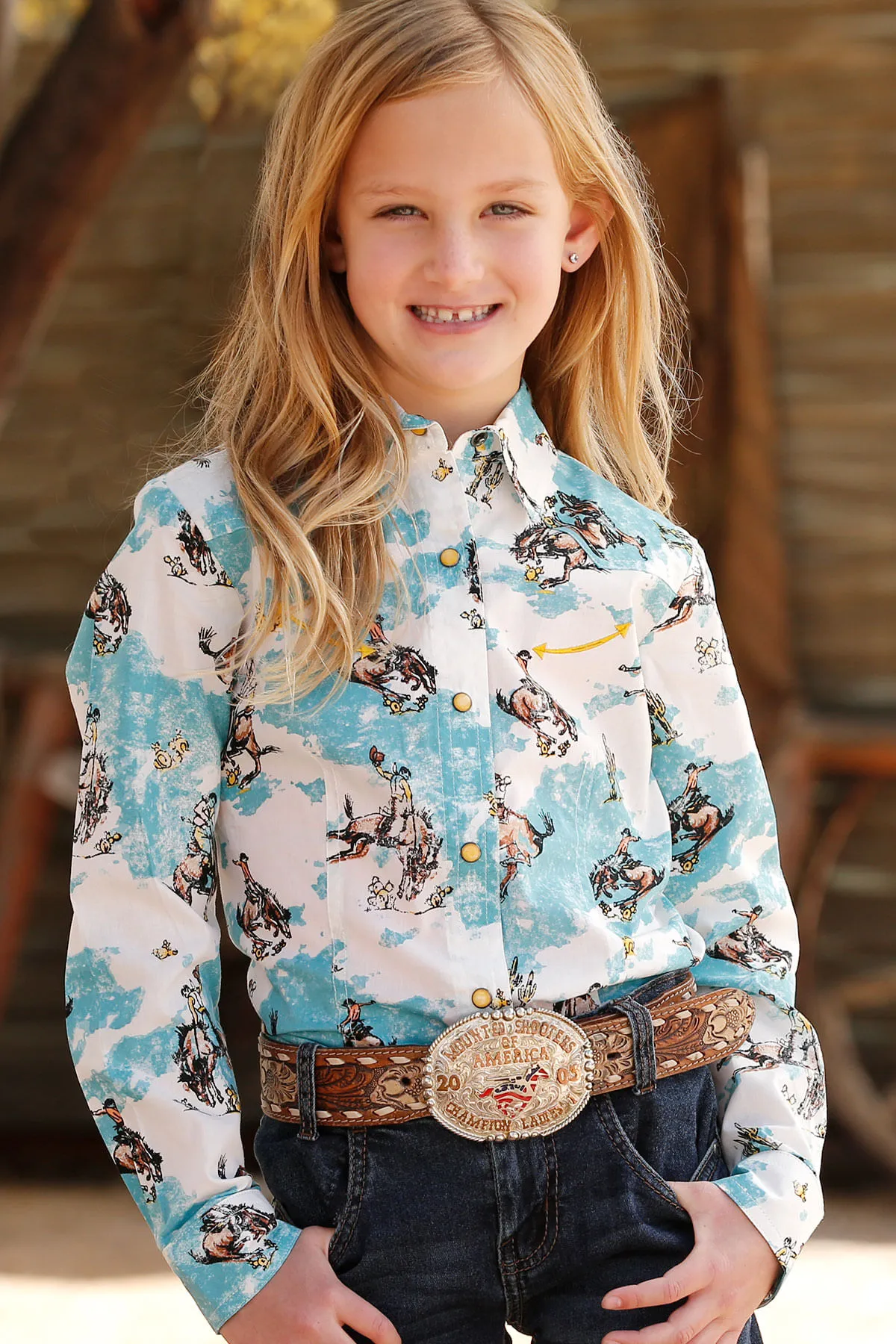 Cinch Girls Western Print Long Sleeve Shirt