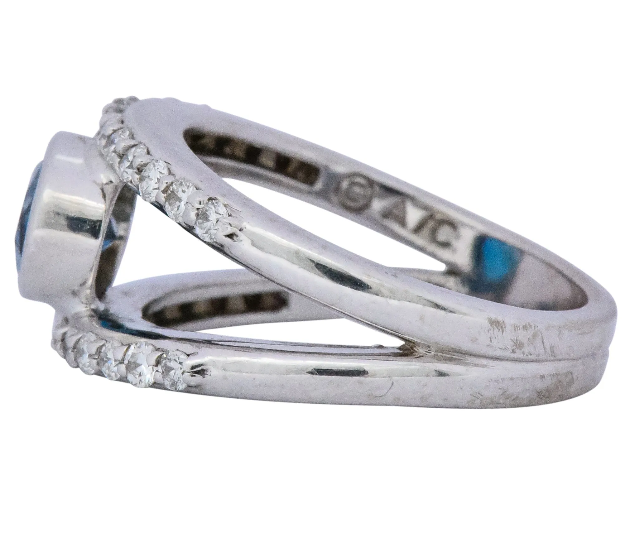 Contemporary 2.14 CTW Blue Topaz 14 Karat White Gold Fashion Ring