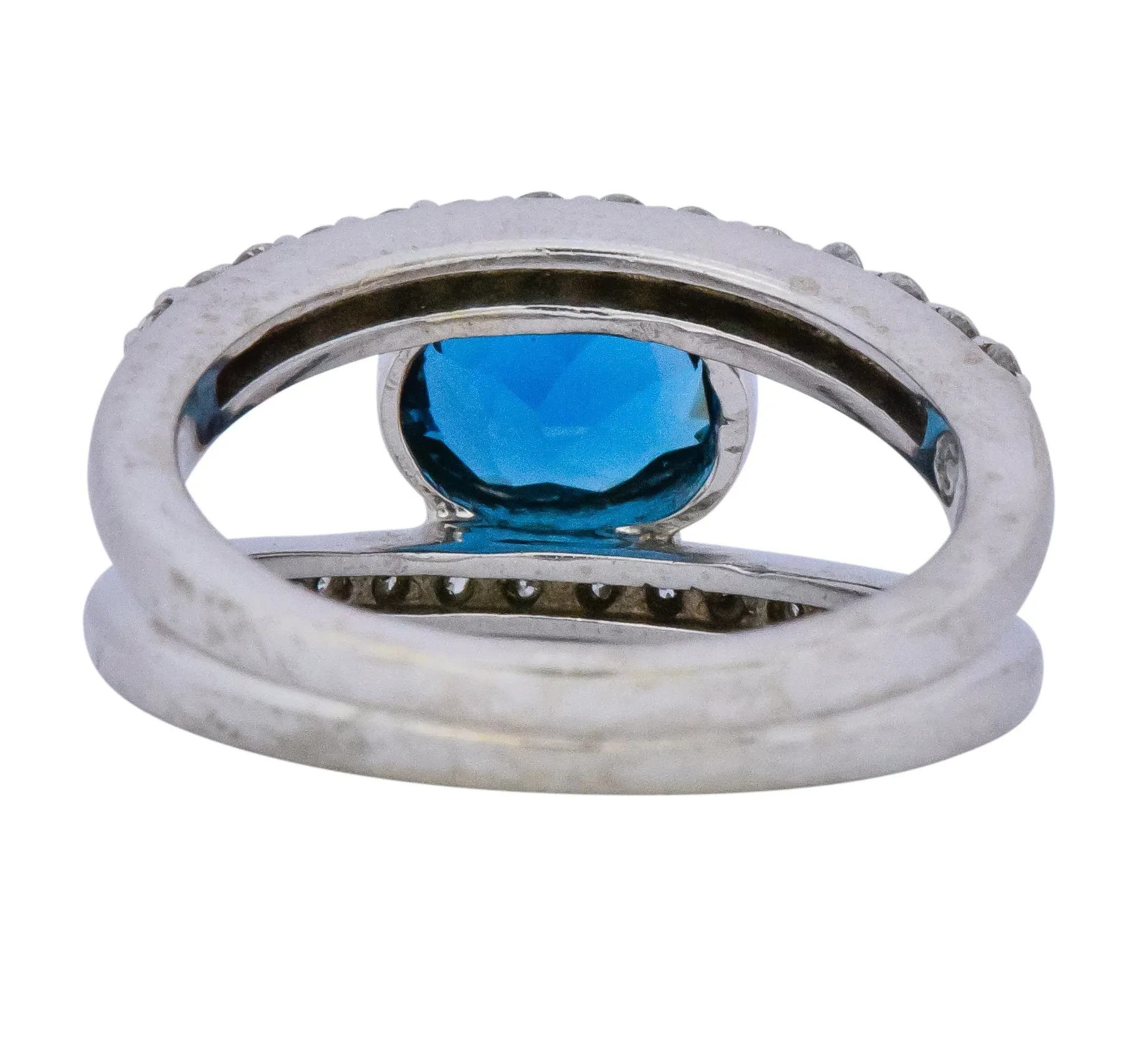 Contemporary 2.14 CTW Blue Topaz 14 Karat White Gold Fashion Ring