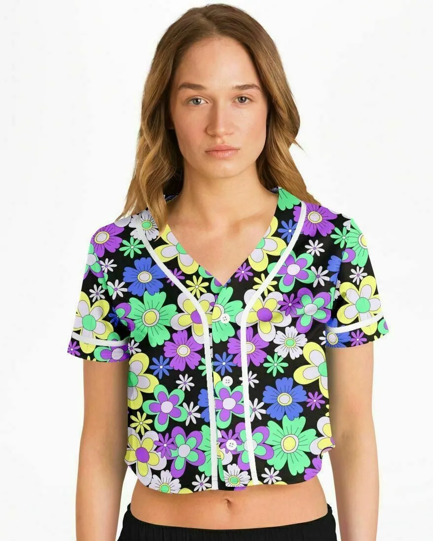 Crazy Daisy Cropped Baseball Jersey