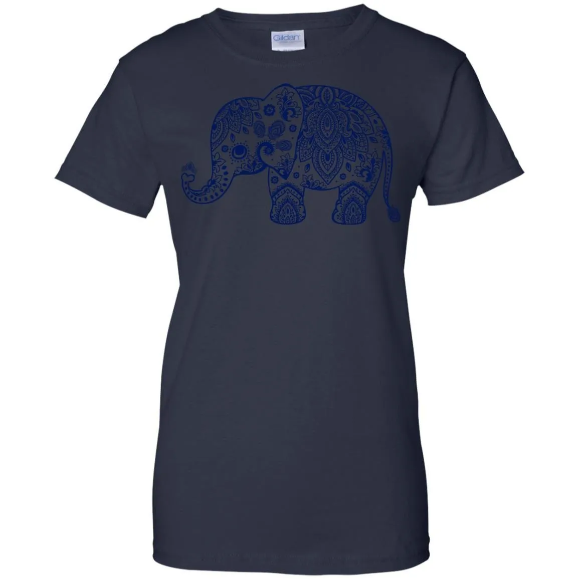 CUTE ANIMALS - Navy Blue Vintage Paisley Elephant Illustration T Shirt & Hoodie