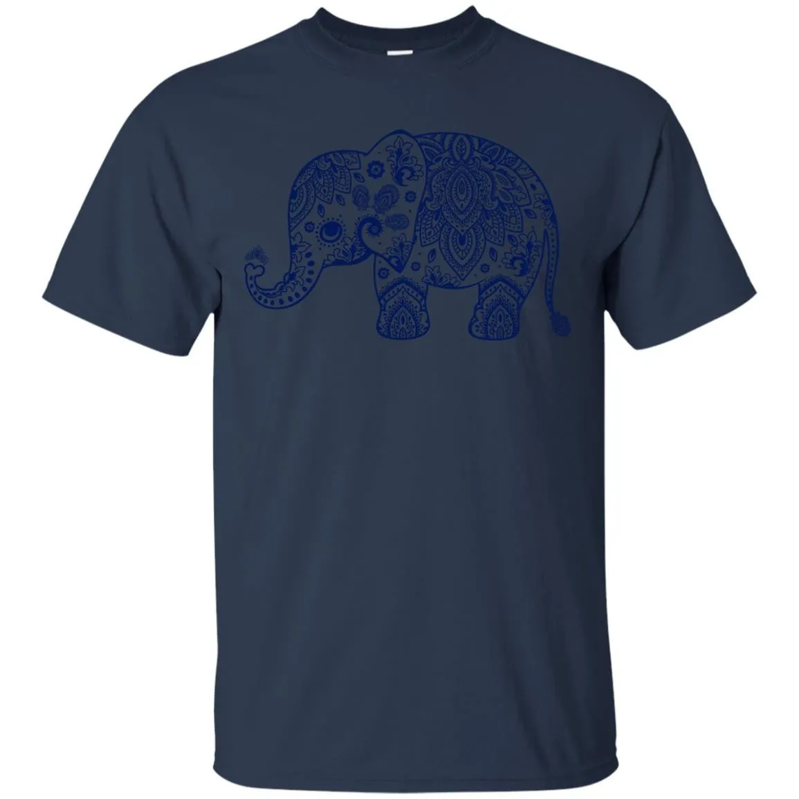 CUTE ANIMALS - Navy Blue Vintage Paisley Elephant Illustration T Shirt & Hoodie