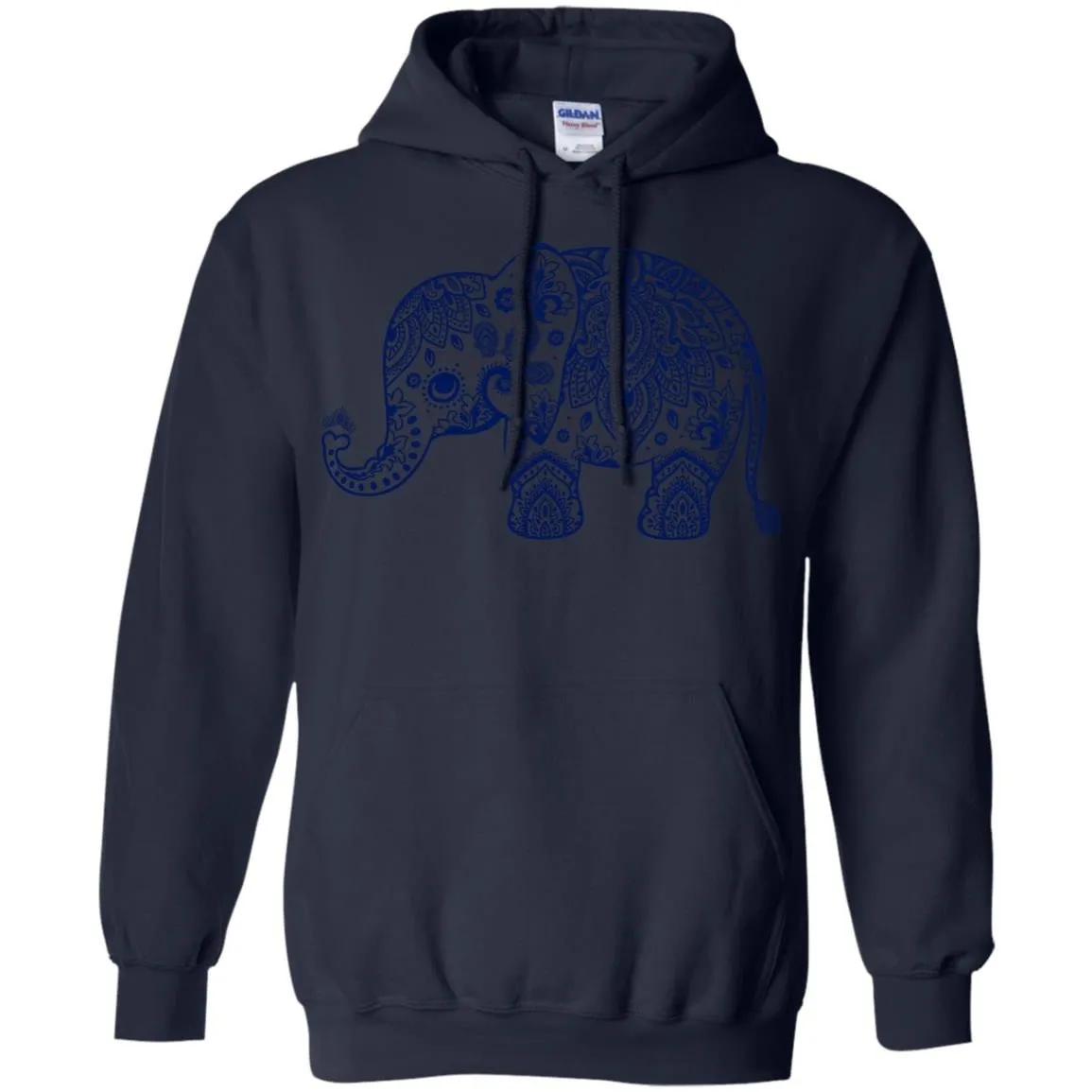 CUTE ANIMALS - Navy Blue Vintage Paisley Elephant Illustration T Shirt & Hoodie