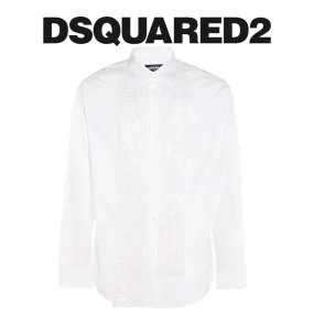 D SQUARED2  |Long Sleeves Plain Cotton Lace Luxury Shirts