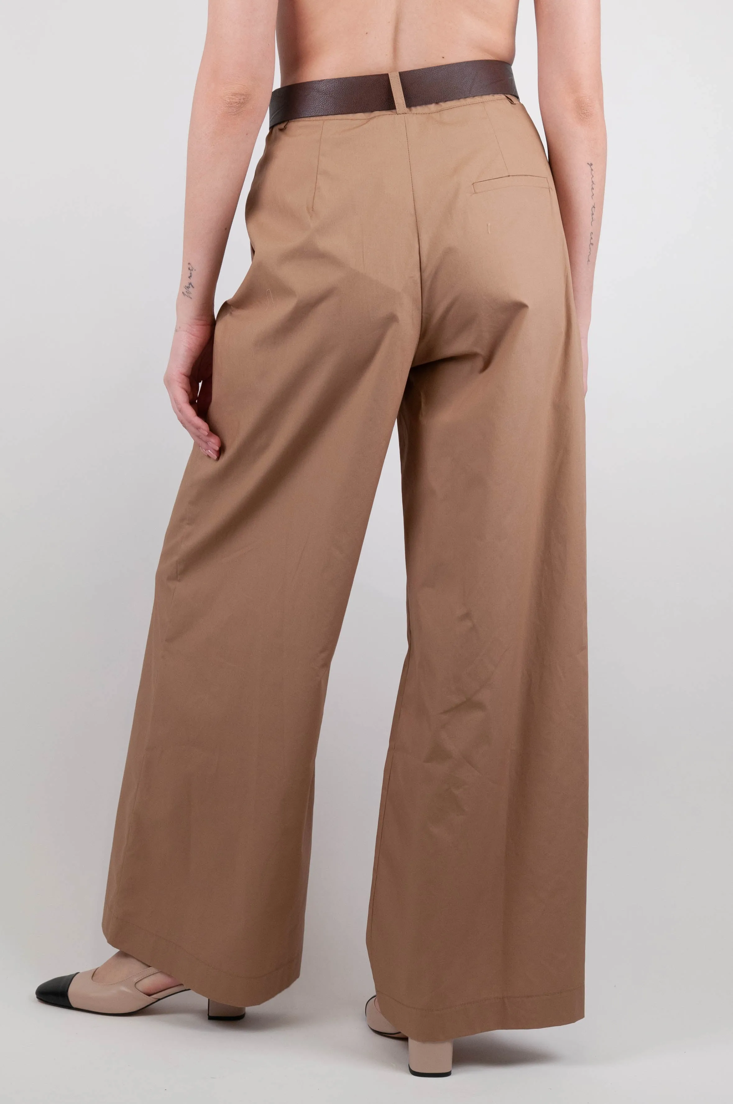 Dixie - Pantalone palazzo con pinces in cotone