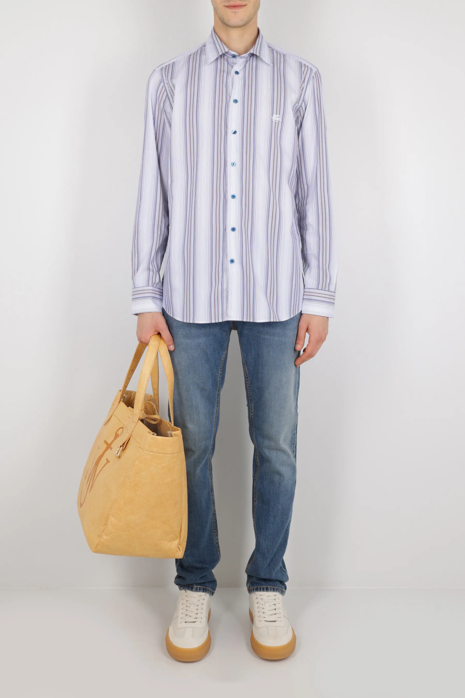 ETRO  |Stripes Paisley Long Sleeves Luxury Shirts