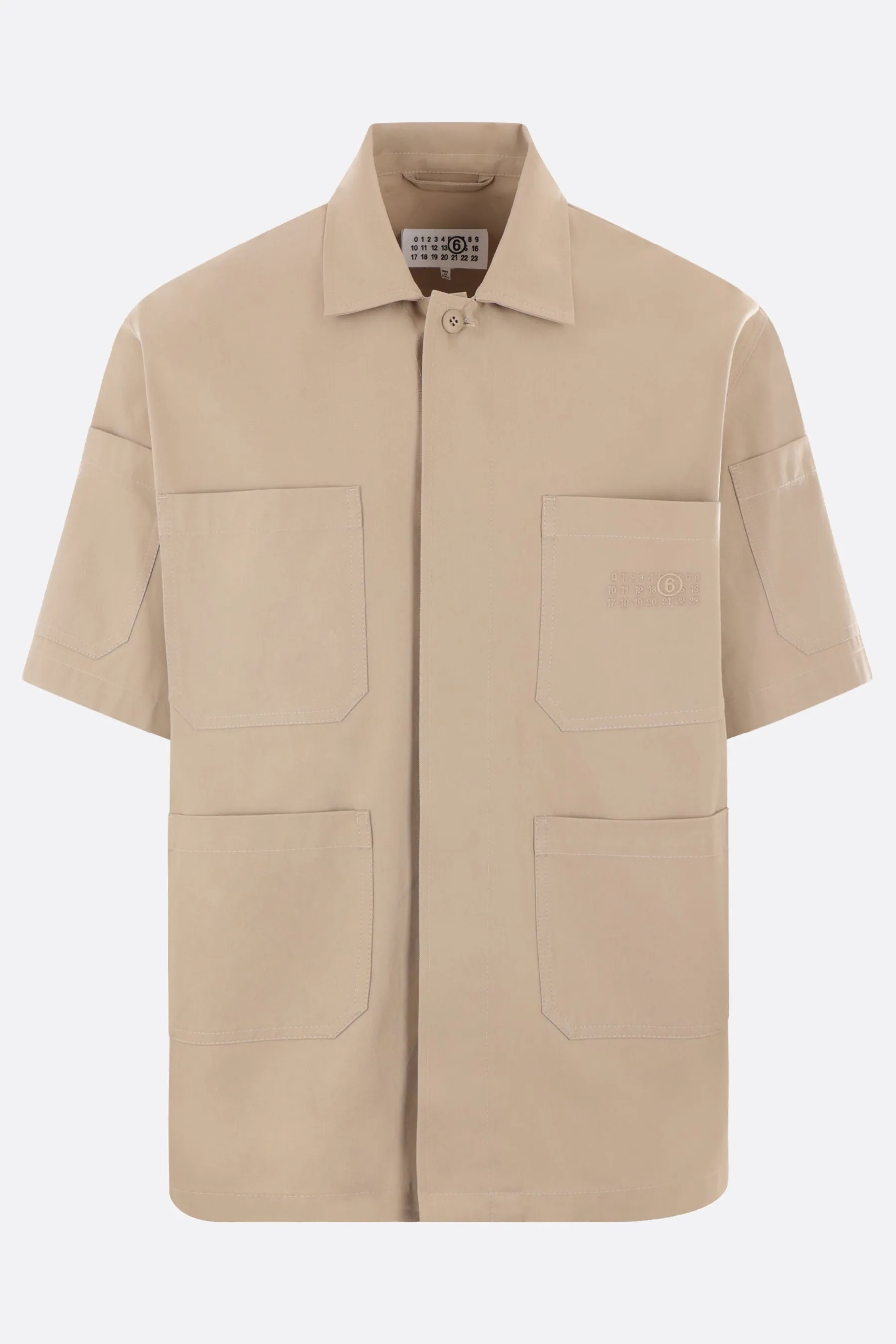 gabardine bowling shirt with numeric logo embroidery