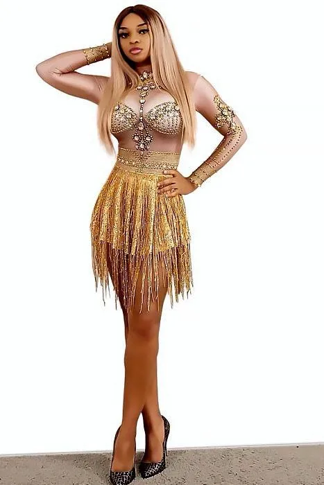 Gold Goddess Tassel Diamante Dress