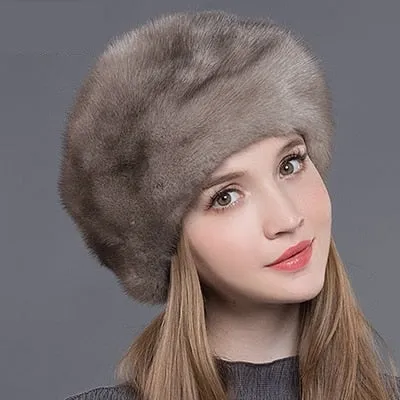 Handmade Winter Fashion Whole Mink Fur Beanies Hat for Women