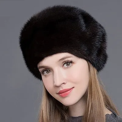 Handmade Winter Fashion Whole Mink Fur Beanies Hat for Women