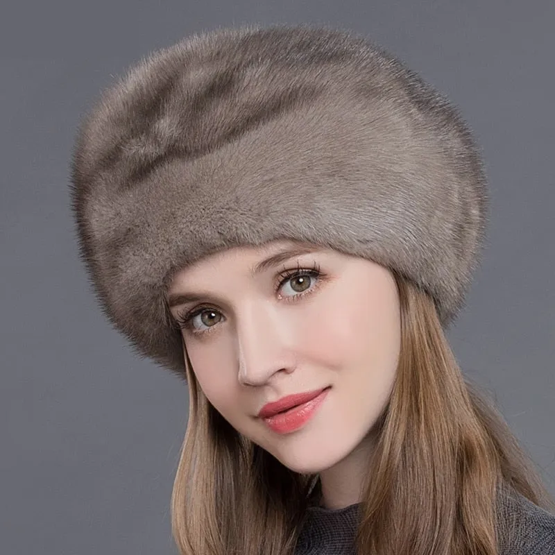 Handmade Winter Fashion Whole Mink Fur Beanies Hat for Women