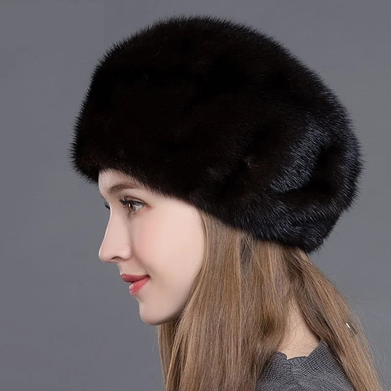 Handmade Winter Fashion Whole Mink Fur Beanies Hat for Women