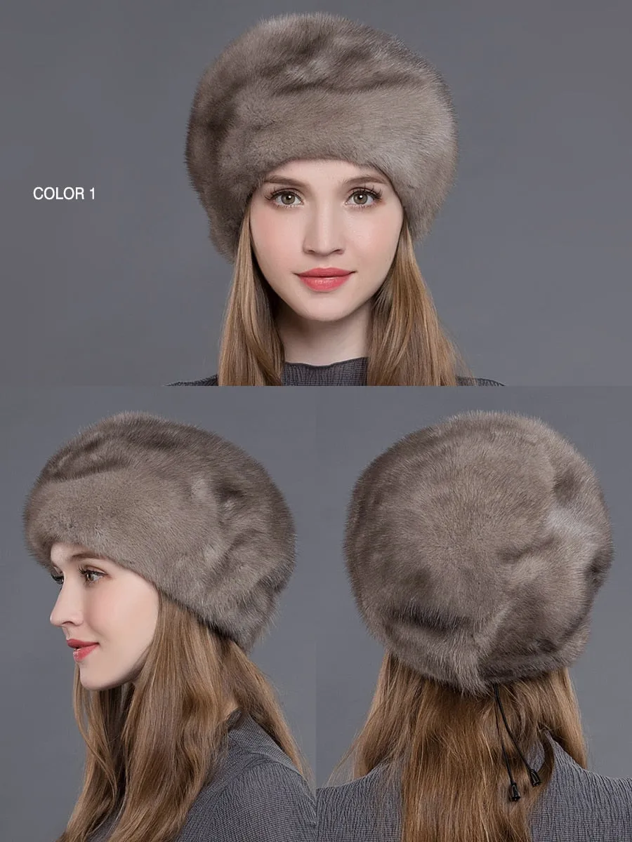 Handmade Winter Fashion Whole Mink Fur Beanies Hat for Women