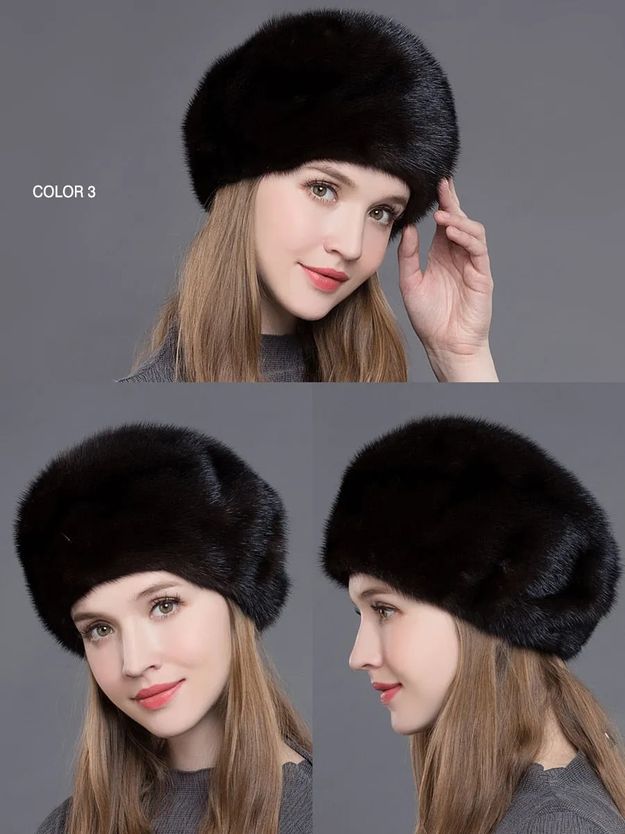 Handmade Winter Fashion Whole Mink Fur Beanies Hat for Women