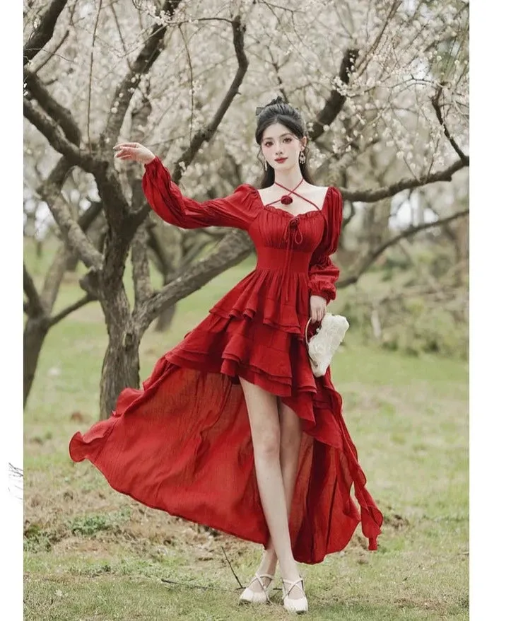 In a Fairytale Forest Layered High-Low Red Princesscore Dress