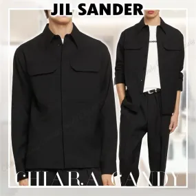 Jil Sander  |Wool Long Sleeves Plain Designers Shirts