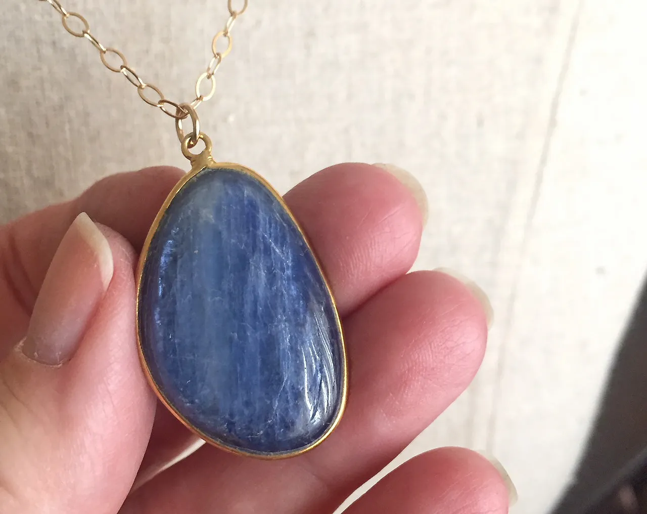 Kyanite Bezel Pendant, Great Size and Quality- One of a Kind