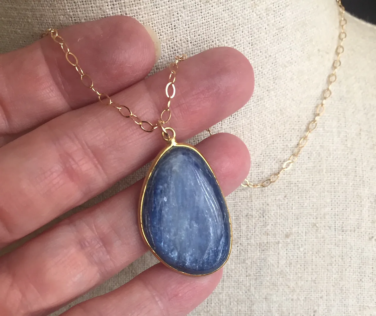 Kyanite Bezel Pendant, Great Size and Quality- One of a Kind