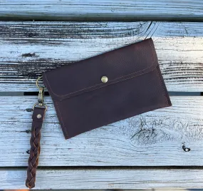 Leather Wristlet - Brown