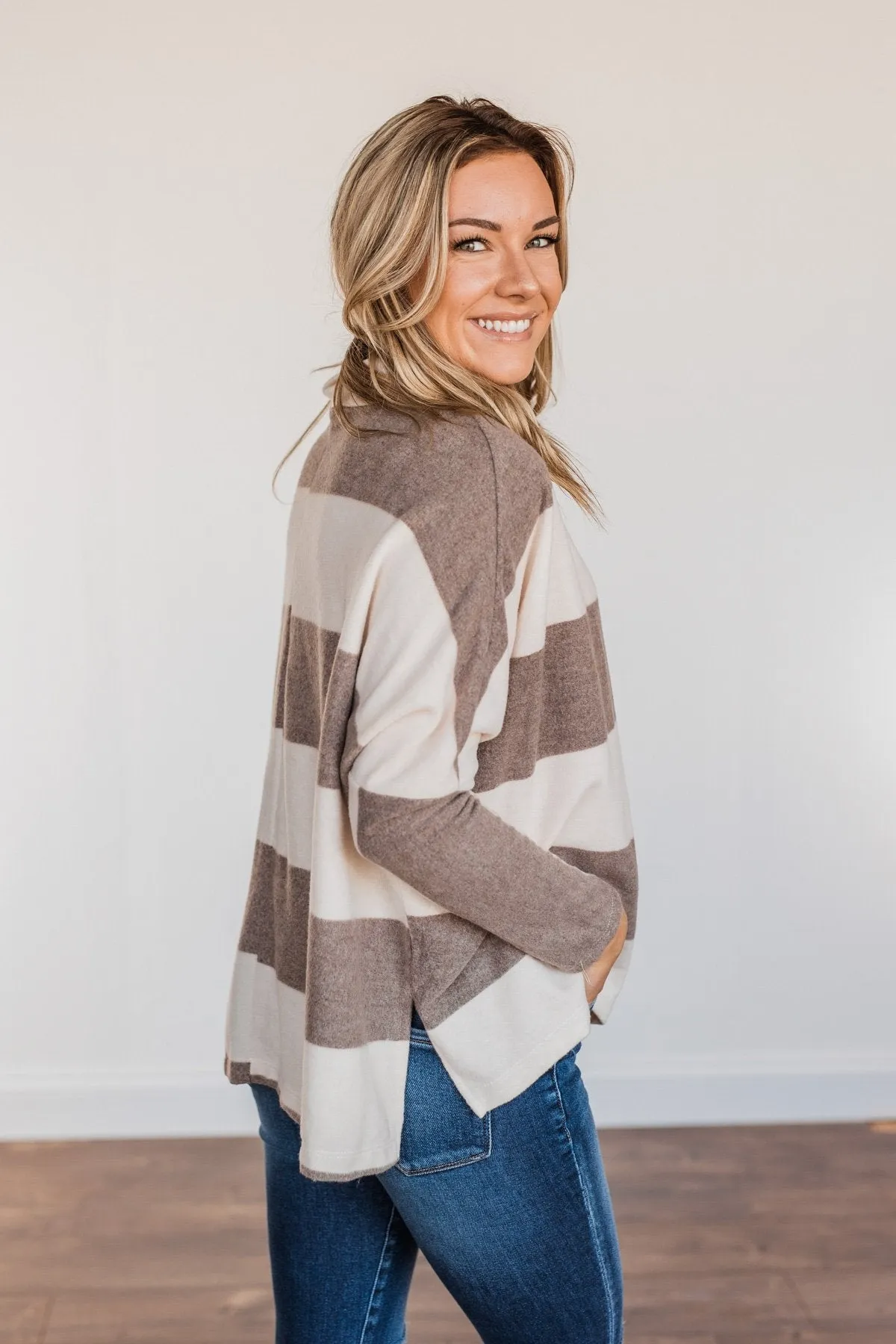 Leaves Are Falling Long Sleeve Pullover- Mocha & Ivory