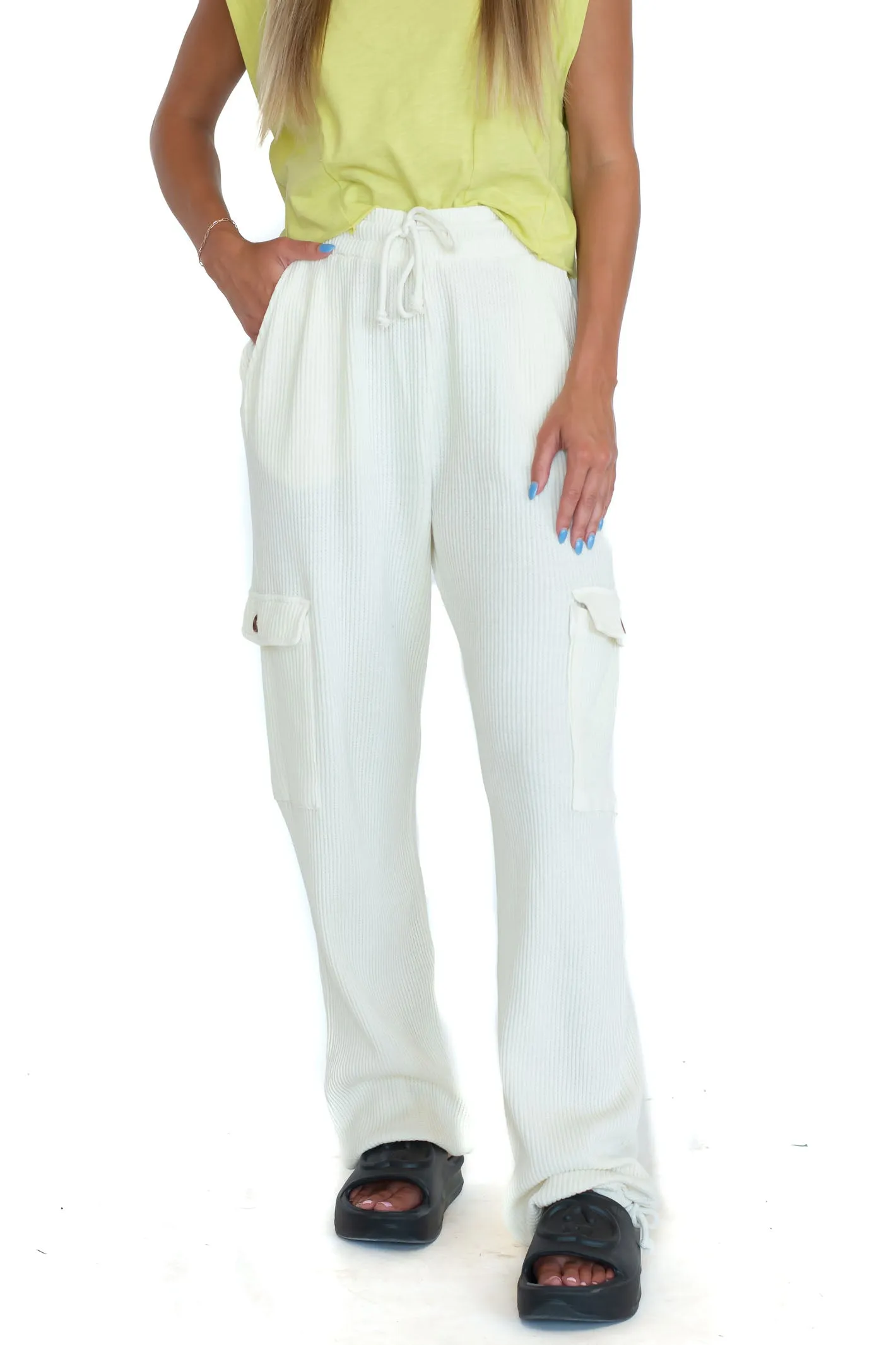 Lost in a Memory Cream Waffle Knit Jogger Pant